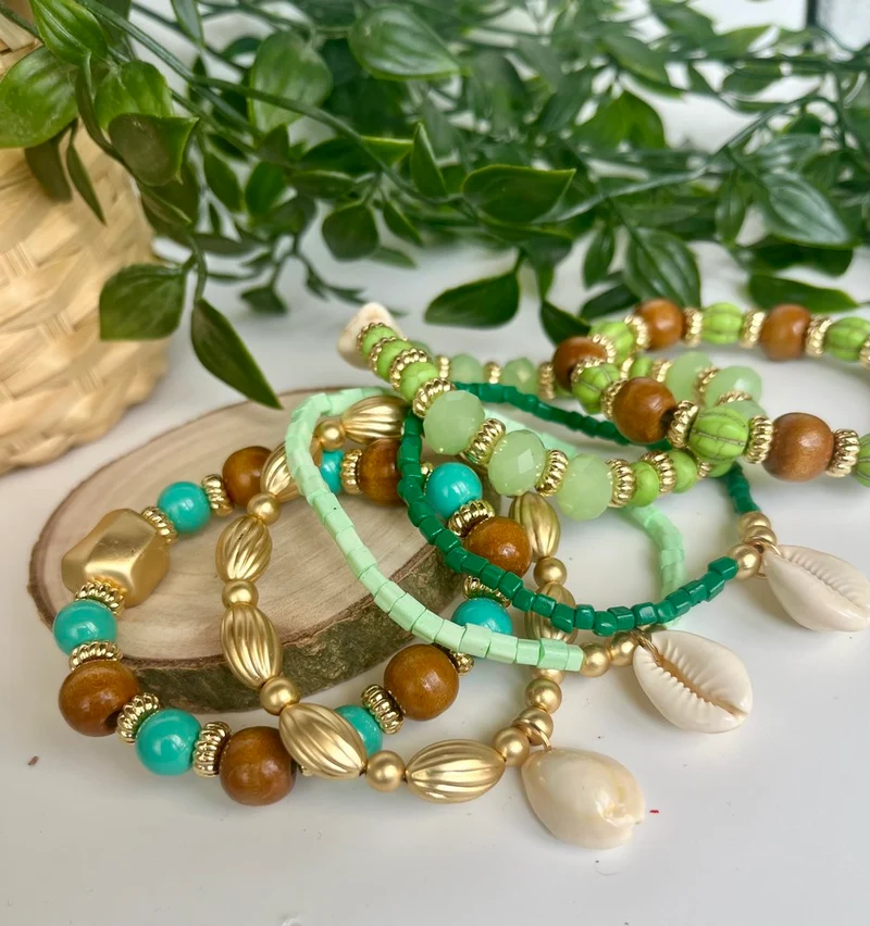 Bracelet 6 brins Tosco vert d'eau