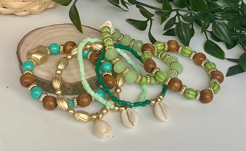 Bracelet 6 brins Tosco vert d'eau