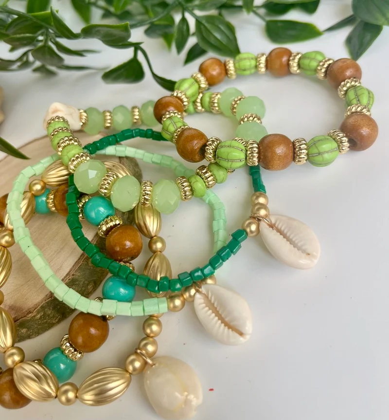 Bracelet 6 brins Tosco vert d'eau