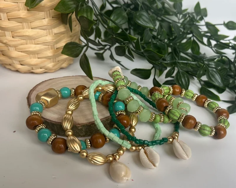 Bracelet 6 brins Tosco vert d'eau