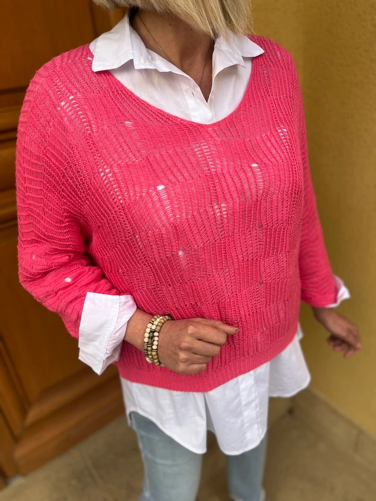 Pull ajouré Pago rose