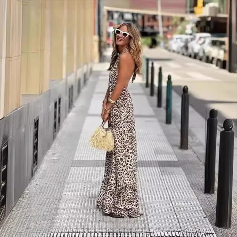 Robe léopard sexy longue dos nu