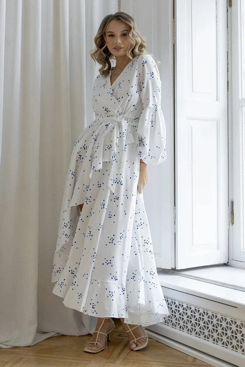 Robe invitée mariage bohème blanche manches longues