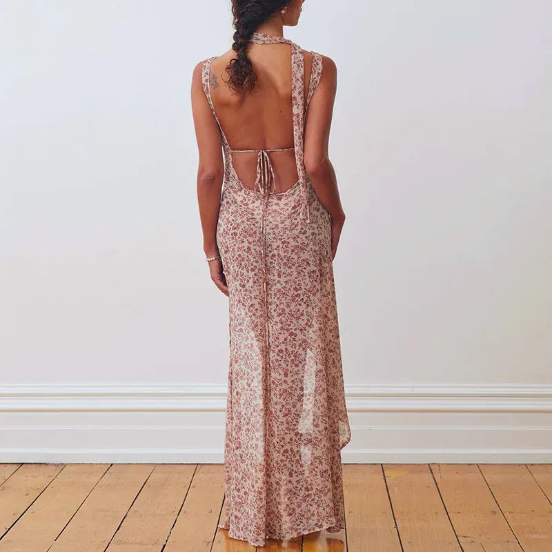 Robe été bohème longue dos nu