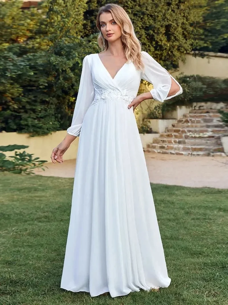 Robe blanche bohème longue manches longues