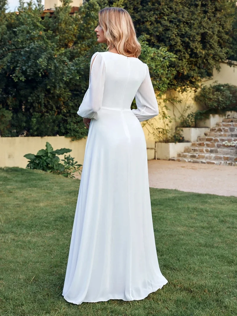 Robe blanche bohème longue manches longues