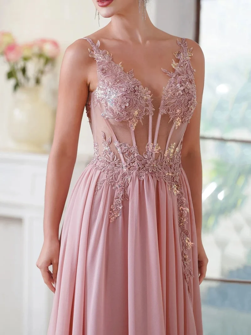 Robe de soirée longue fluide princesse