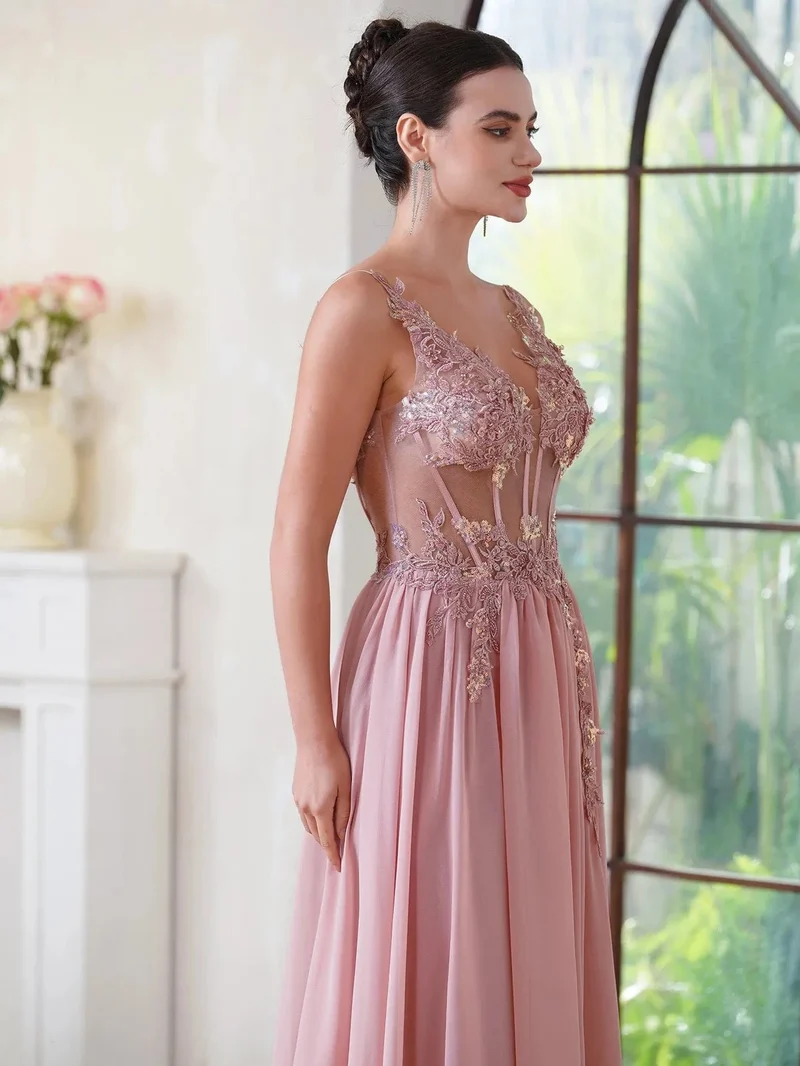 Robe de soirée longue fluide princesse