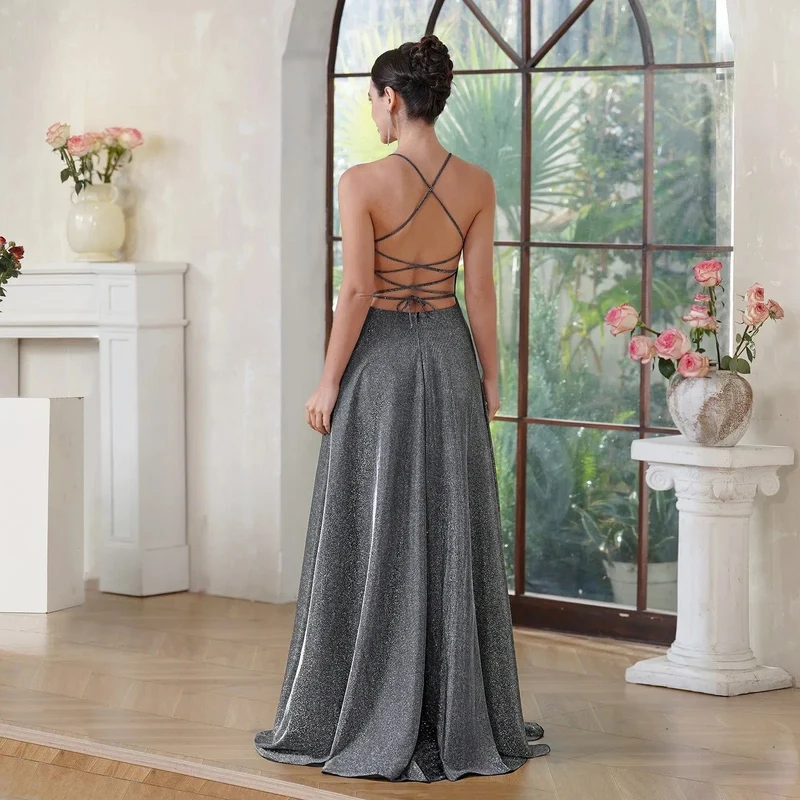 Robe de soirée dos nu longue fendue