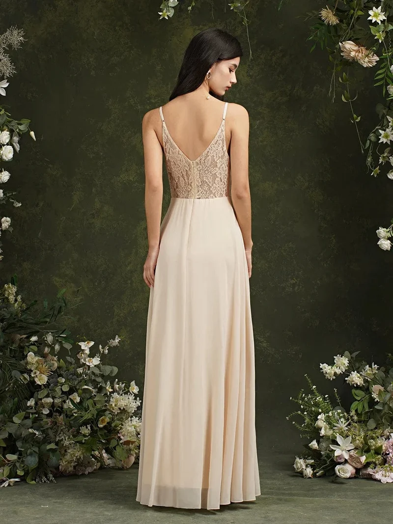 Robe invitée de mariage longue évasée à bretelles