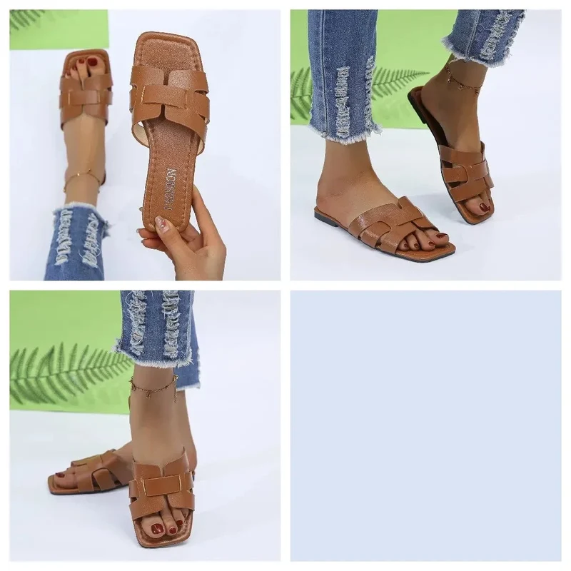 Claquettes marron pour femme