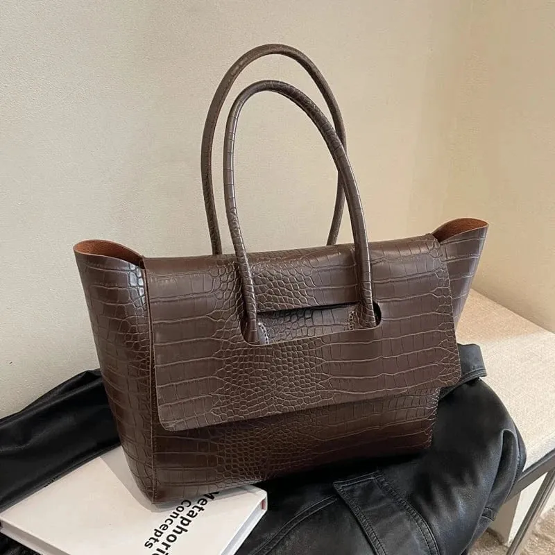Sac à main crocodile marron
