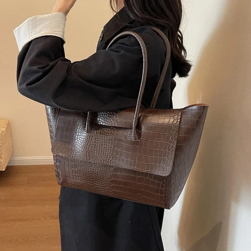 Sac à main crocodile marron