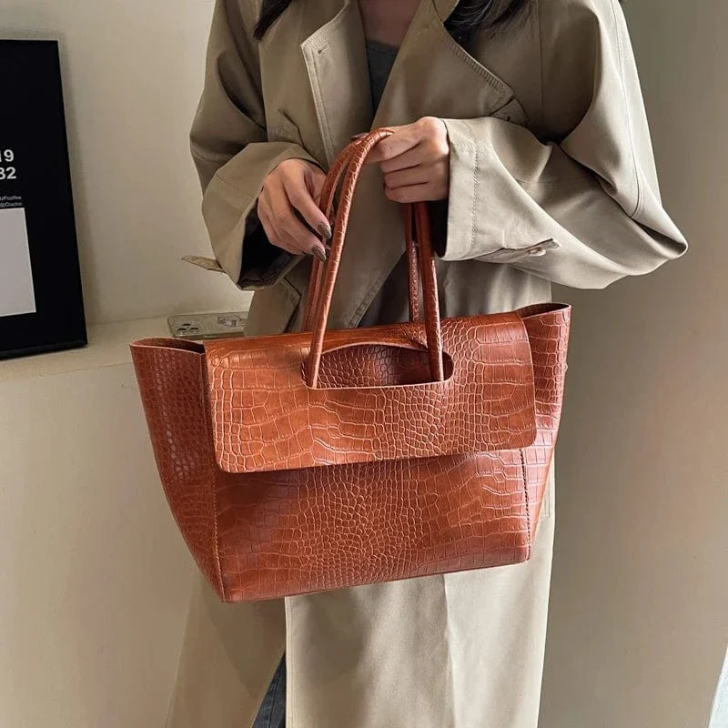 Sac à main crocodile marron clair