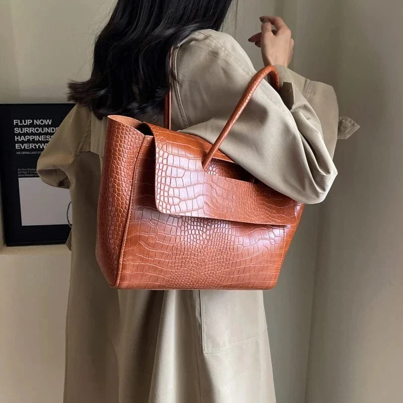 Sac à main crocodile marron clair