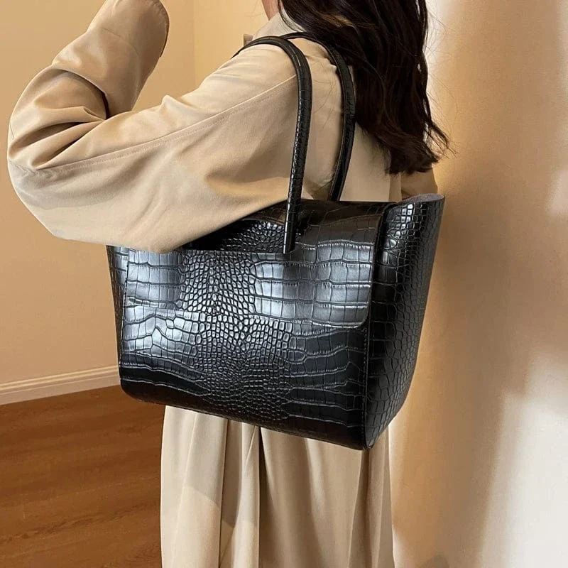 Sac à main crocodile noir
