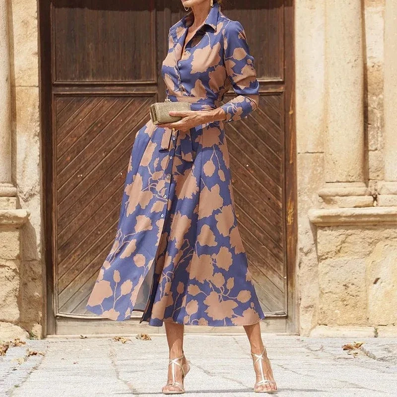 Robe chemise midi fleurie