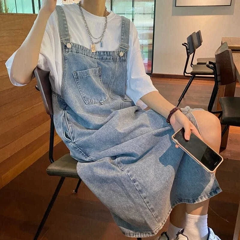 Robe casual salopette midi en jean