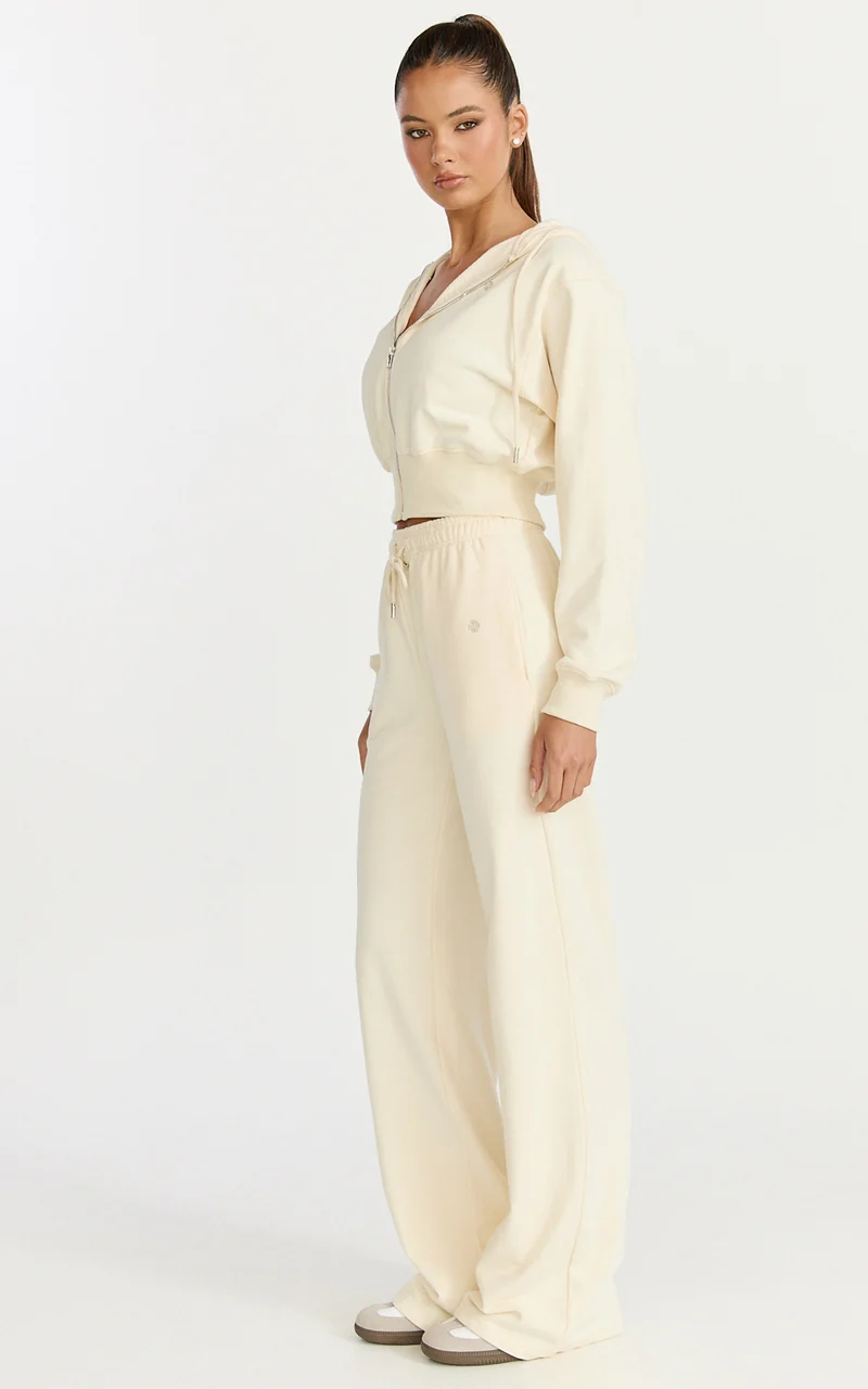 Selene Pants - Tie Waist Sweatpants in Cream