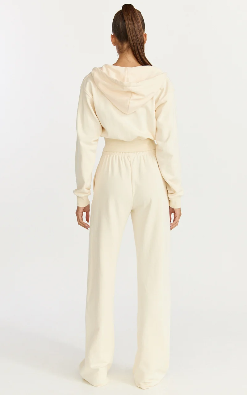 Selene Pants - Tie Waist Sweatpants in Cream