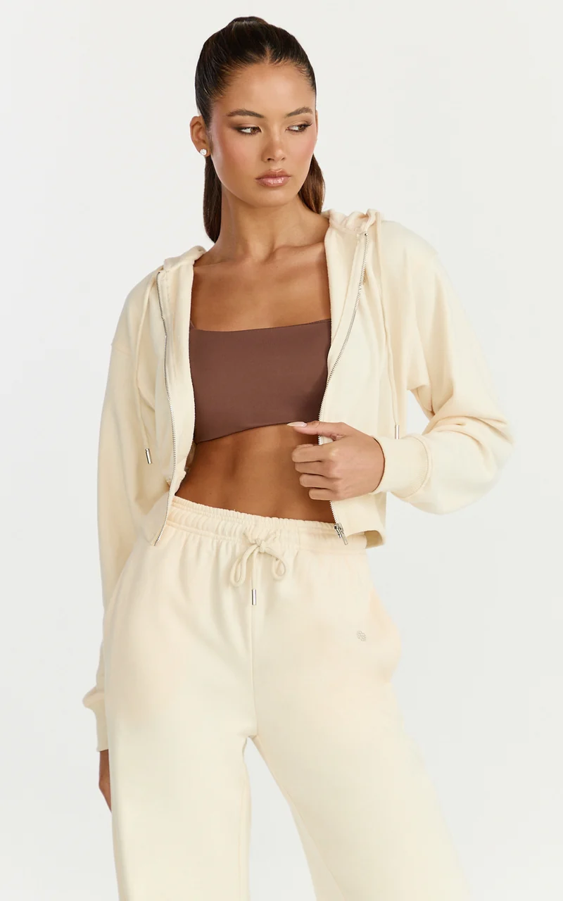 Selene Hoodie - Zip Through Hoodie in Cream