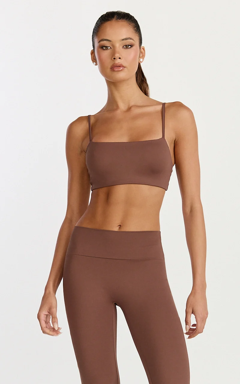 Aurora Top - Straight Neck Bralette Crop Top in Cocoa Bean