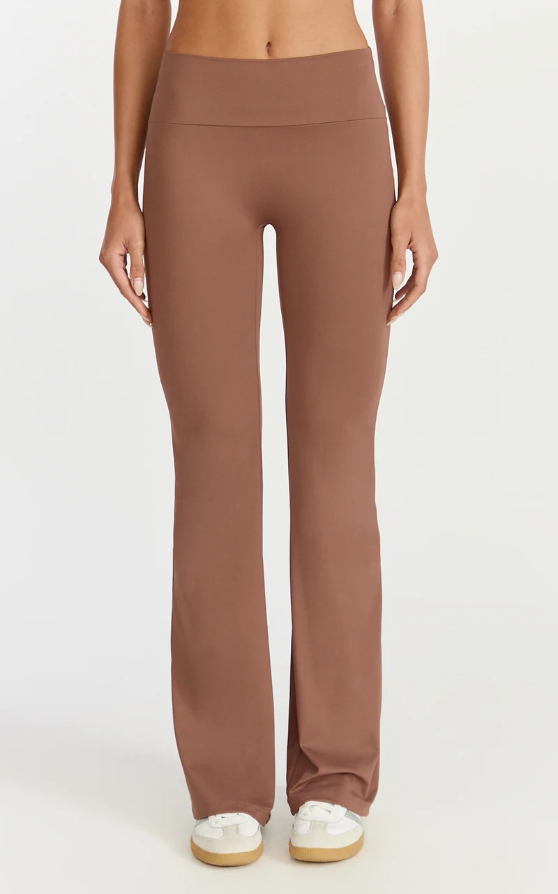 Aurora Pants - High Waist Flared Leggings in Cocoa Bean