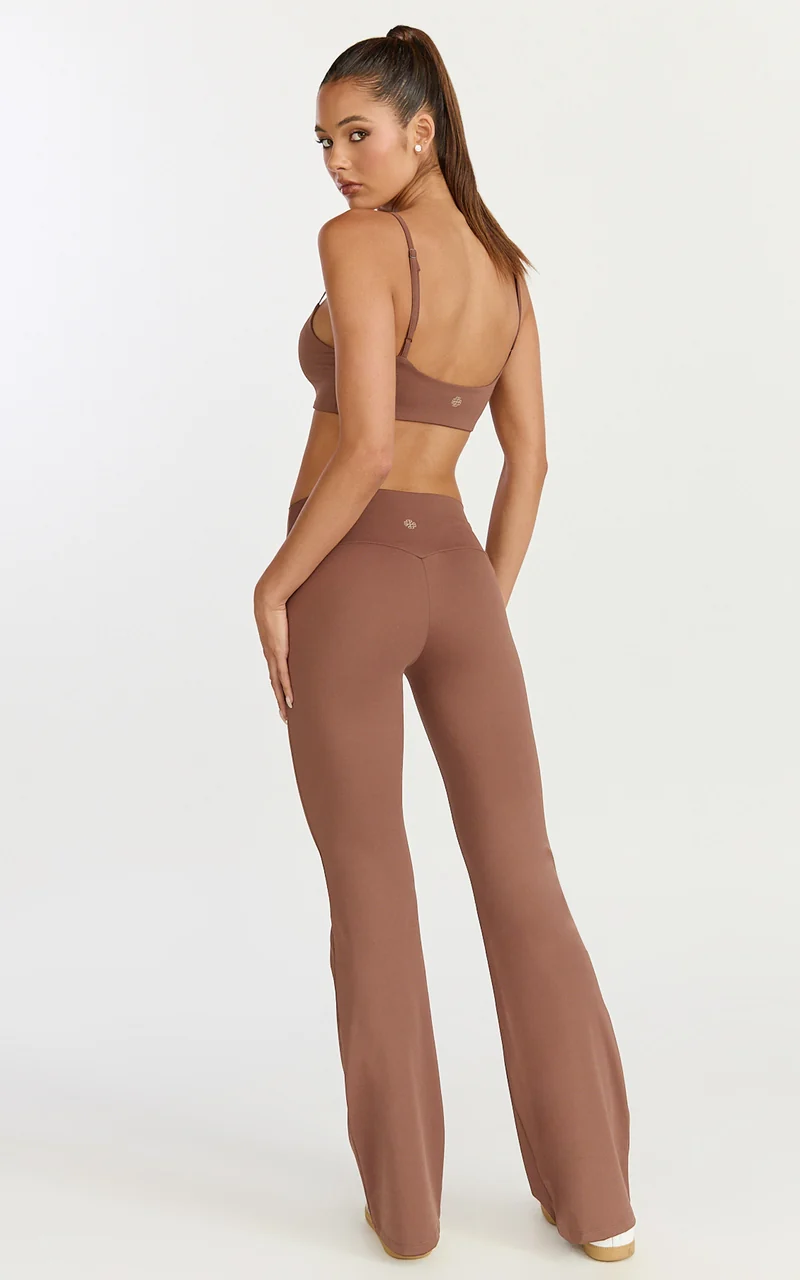 Aurora Pants - High Waist Flared Leggings in Cocoa Bean