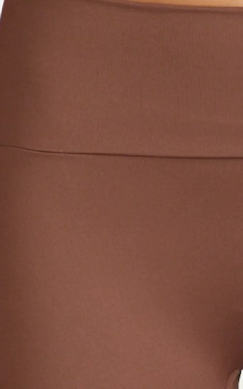 Aurora Pants - High Waist Flared Leggings in Cocoa Bean