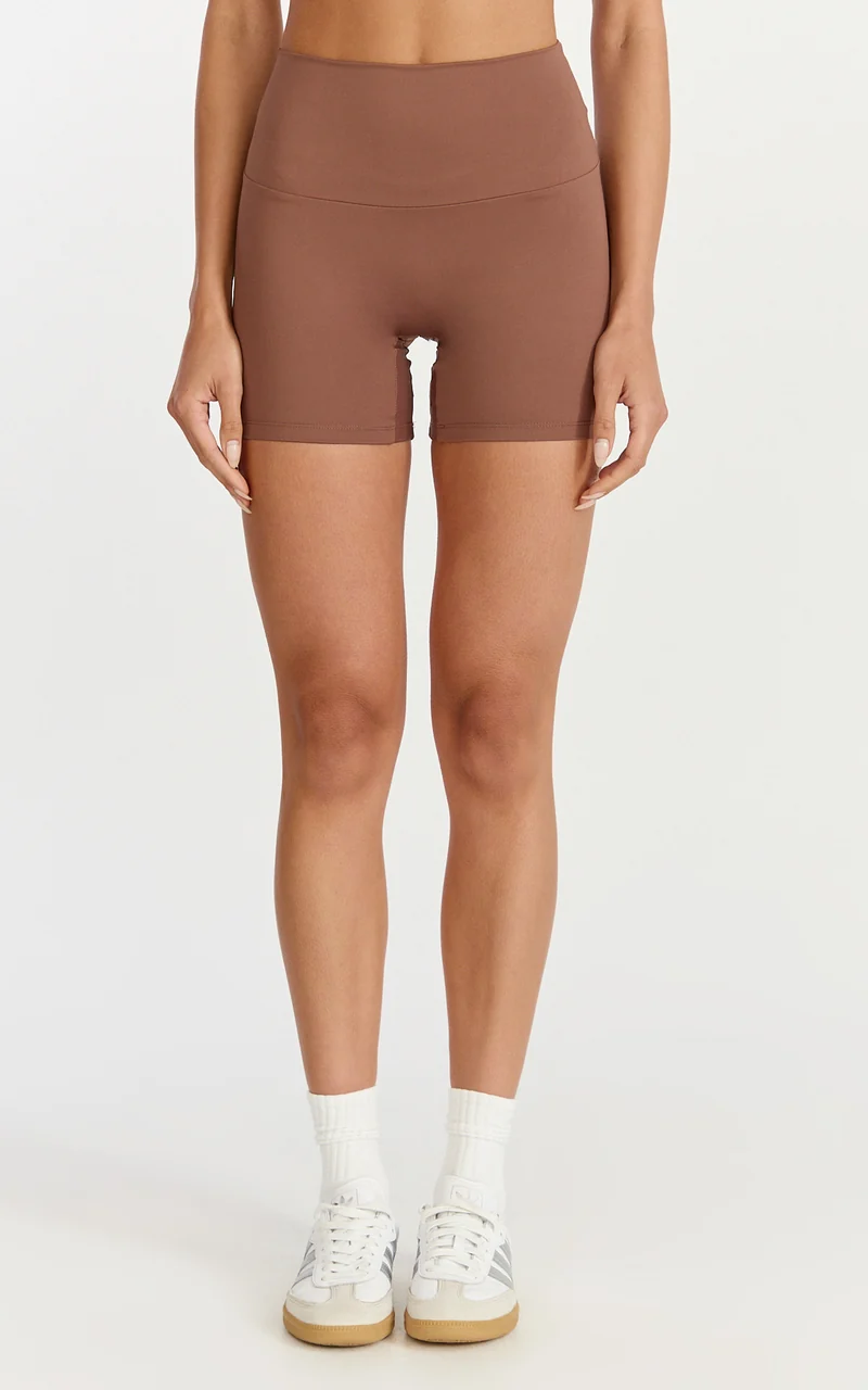 Aurora Shorts - High Waist Bike Shorts in Cocoa Bean