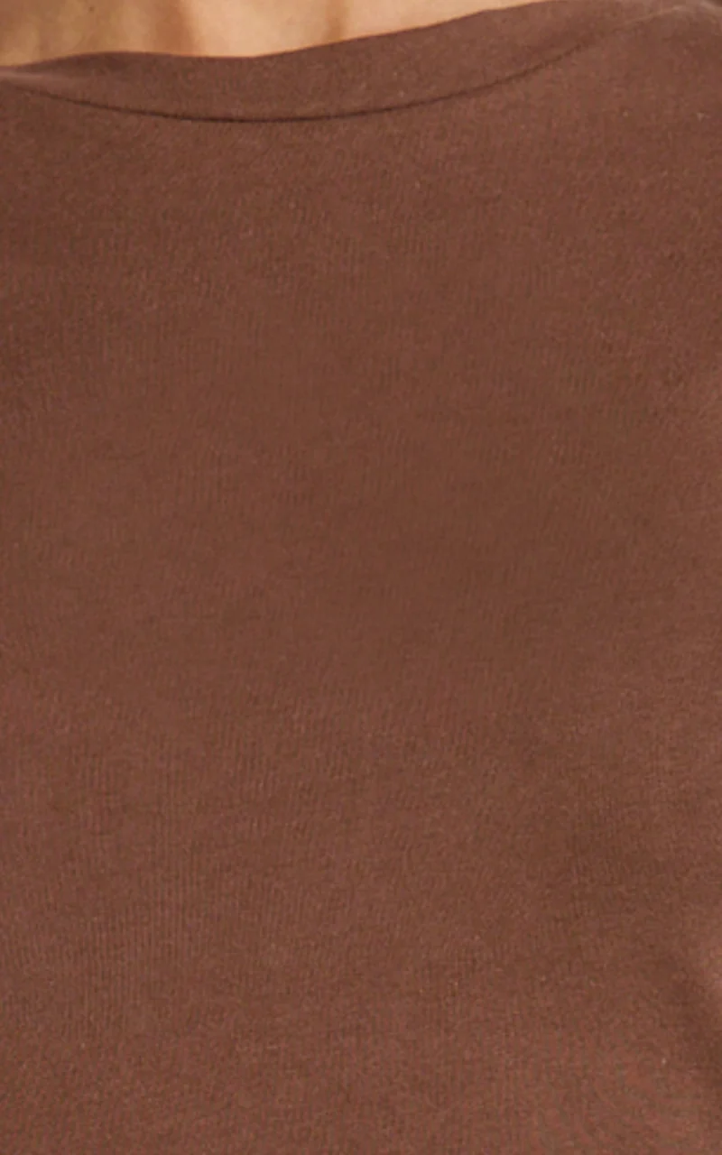 Georgina Top - Crew Neck Short Sleeve Baby Tee in Chocolate