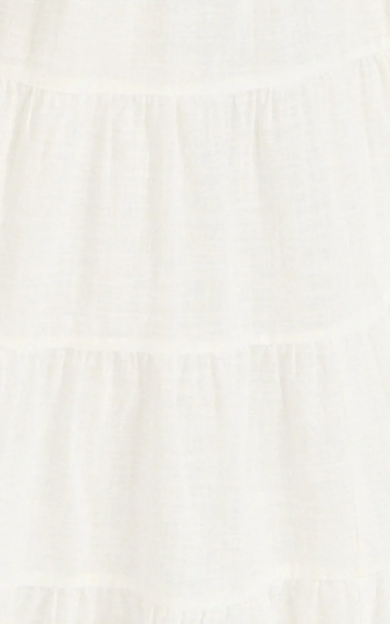 Aurora Maxi Skirt - Low Rise Tiered Maxi Skirt in Off White