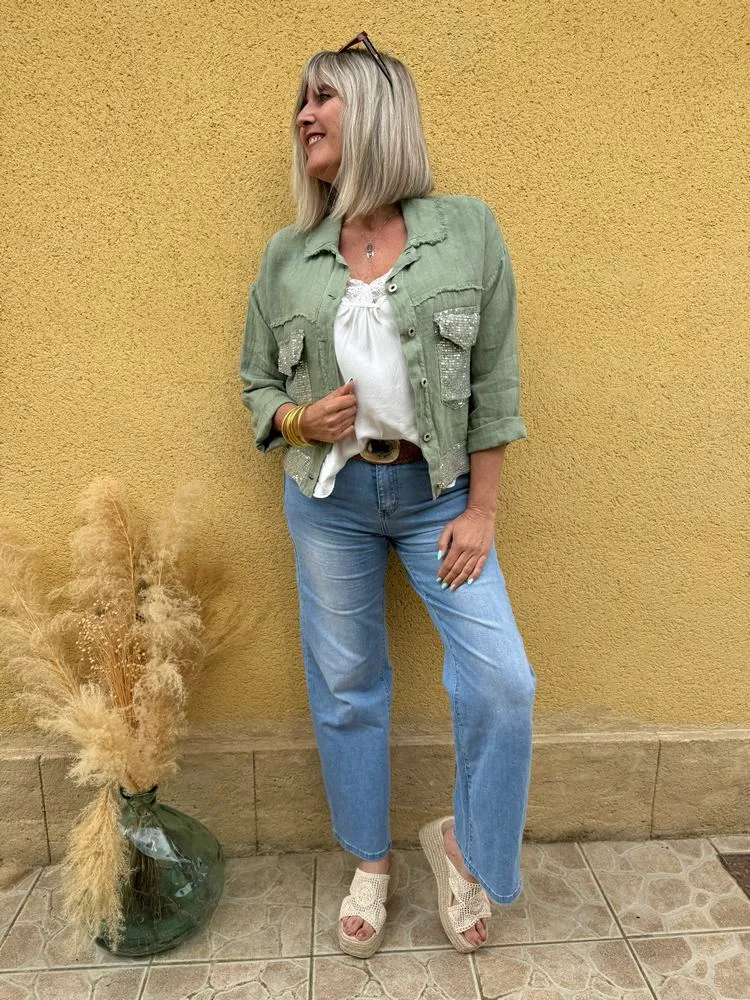 Blouson en lin Théodoro kaki