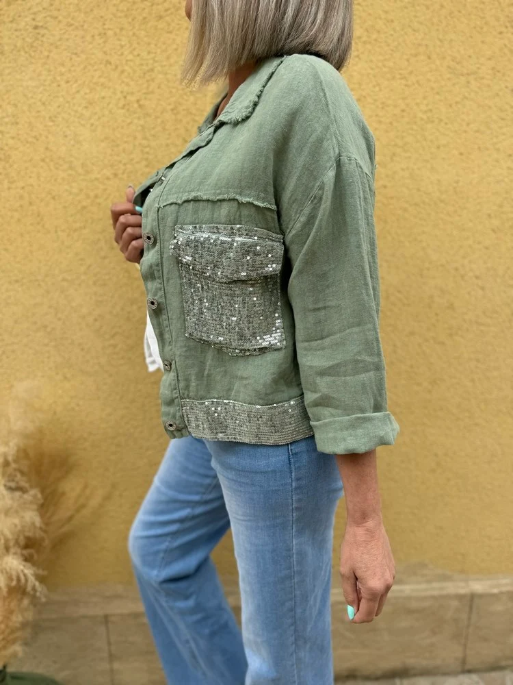 Blouson en lin Théodoro kaki