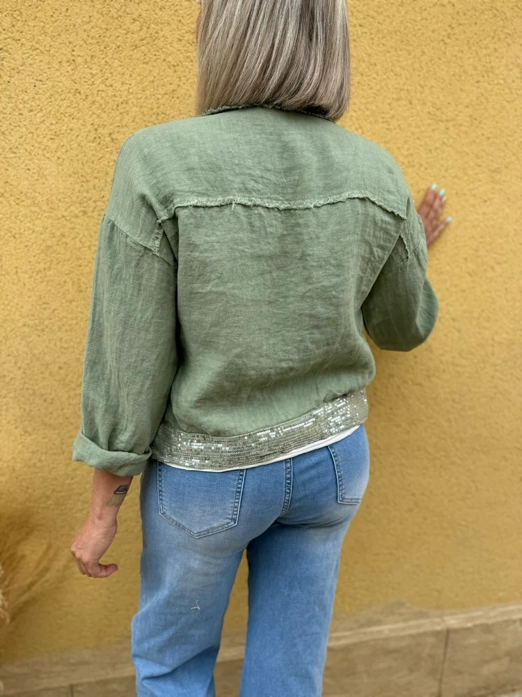 Blouson en lin Théodoro kaki