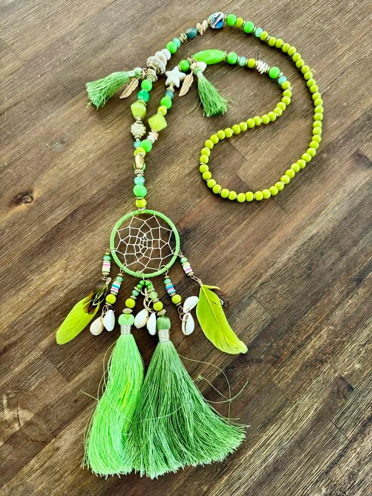 Collier bohème Attrape-Rêves vert