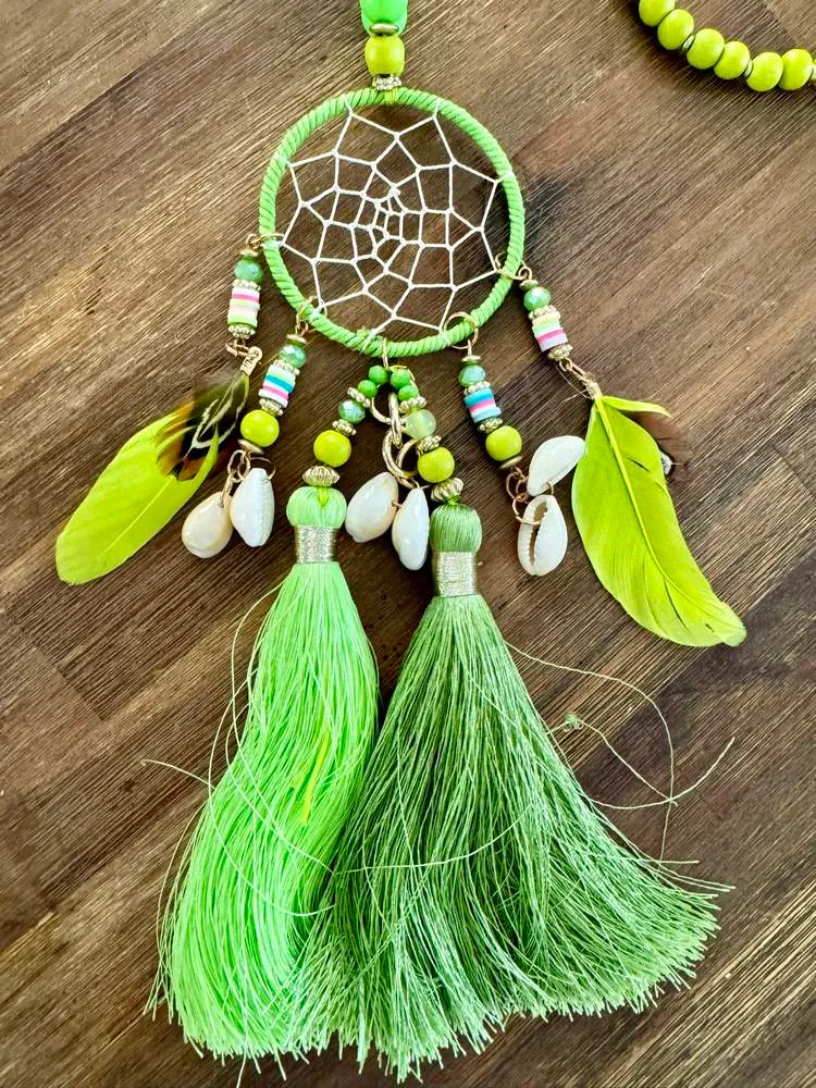 Collier bohème Attrape-Rêves vert