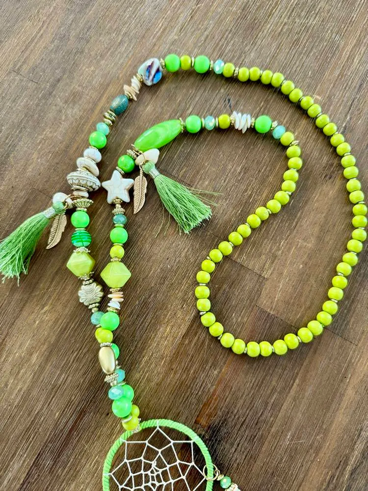 Collier bohème Attrape-Rêves vert
