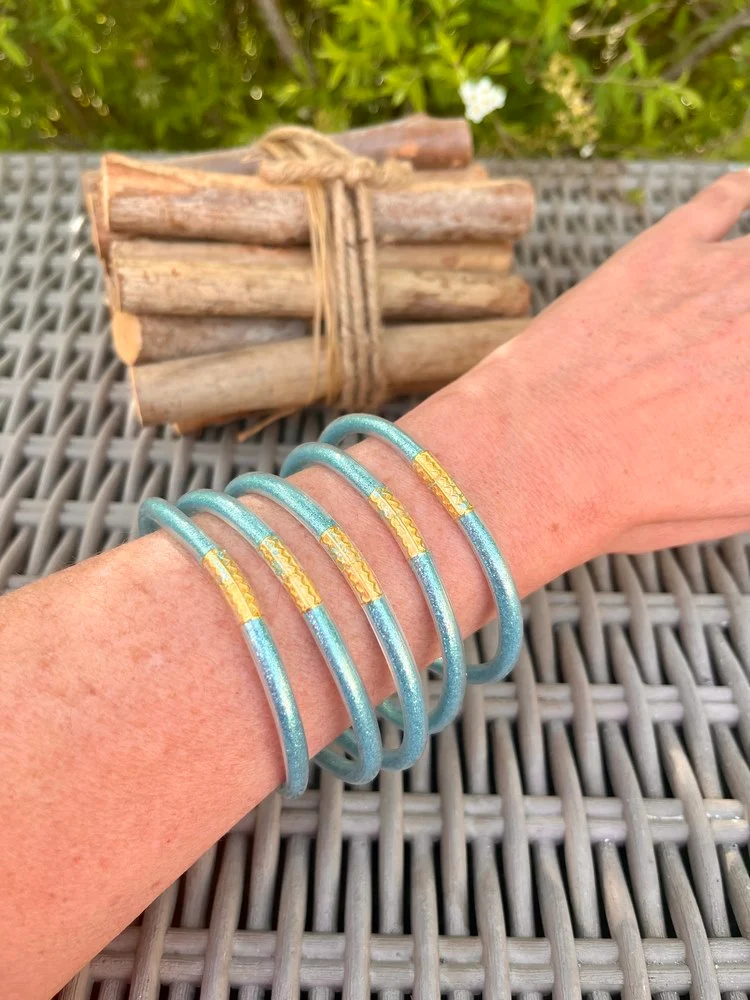 Bracelet Jonc Bouddhiste bleu glacier
