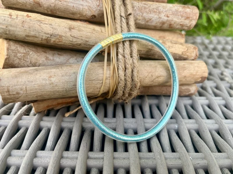Bracelet Jonc Bouddhiste bleu glacier