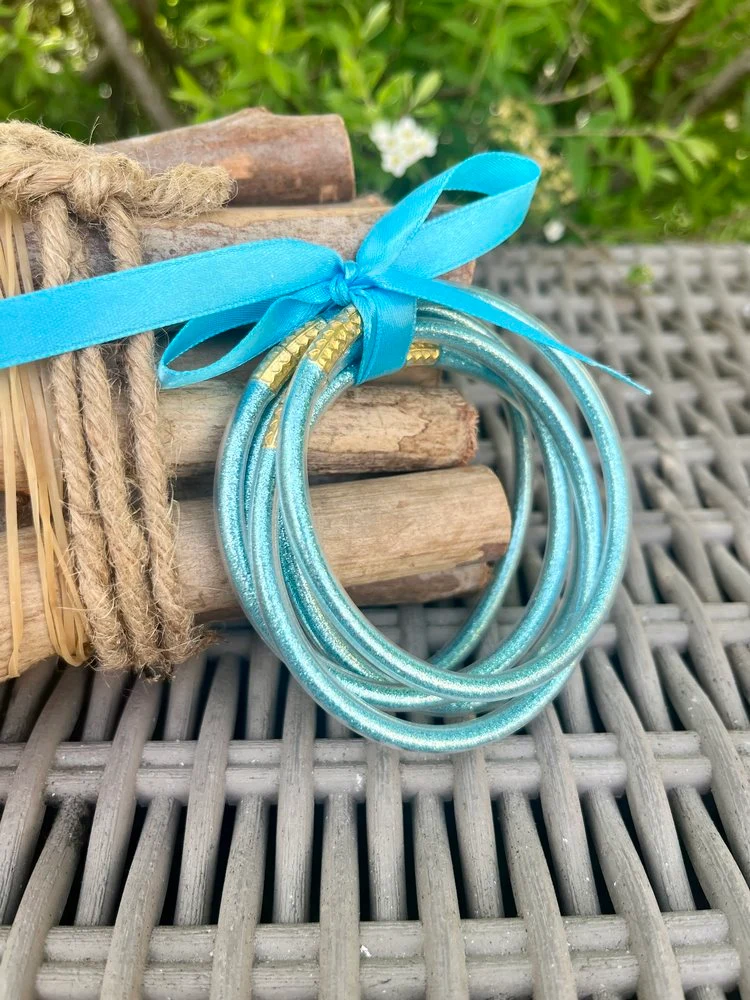 Bracelet Jonc Bouddhiste bleu glacier