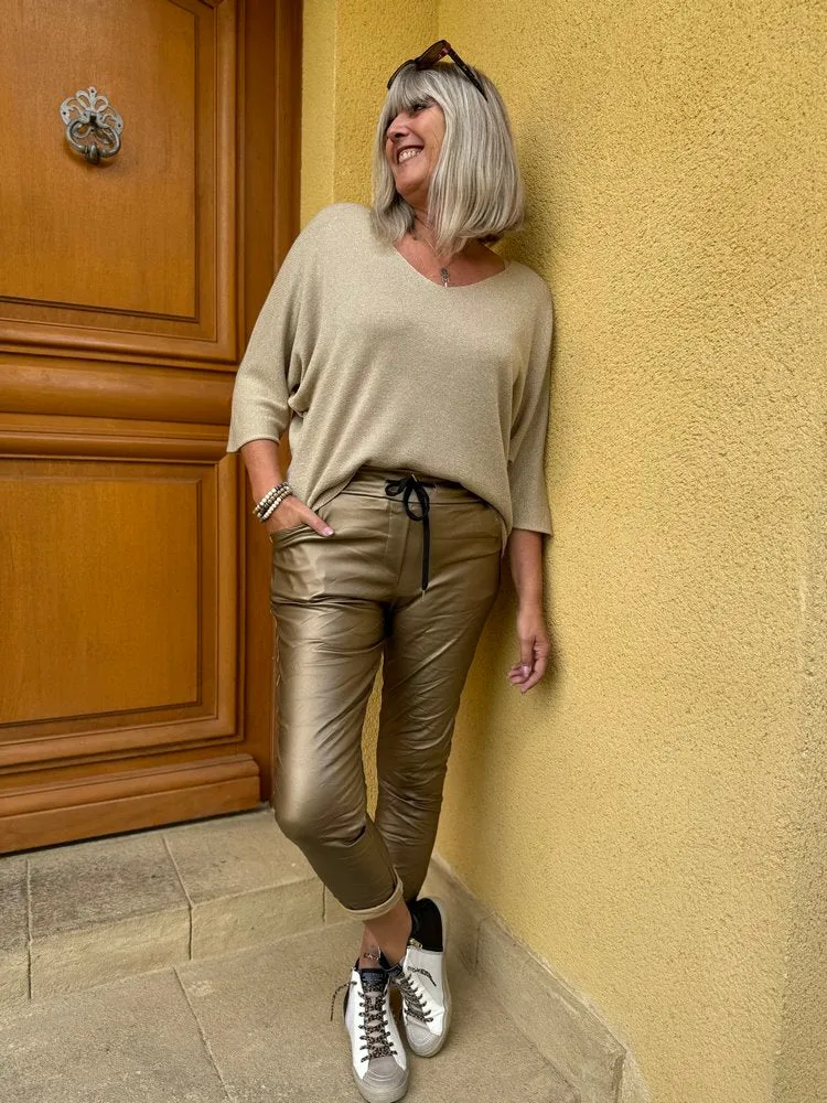 Pantalon CARLO simili bronze