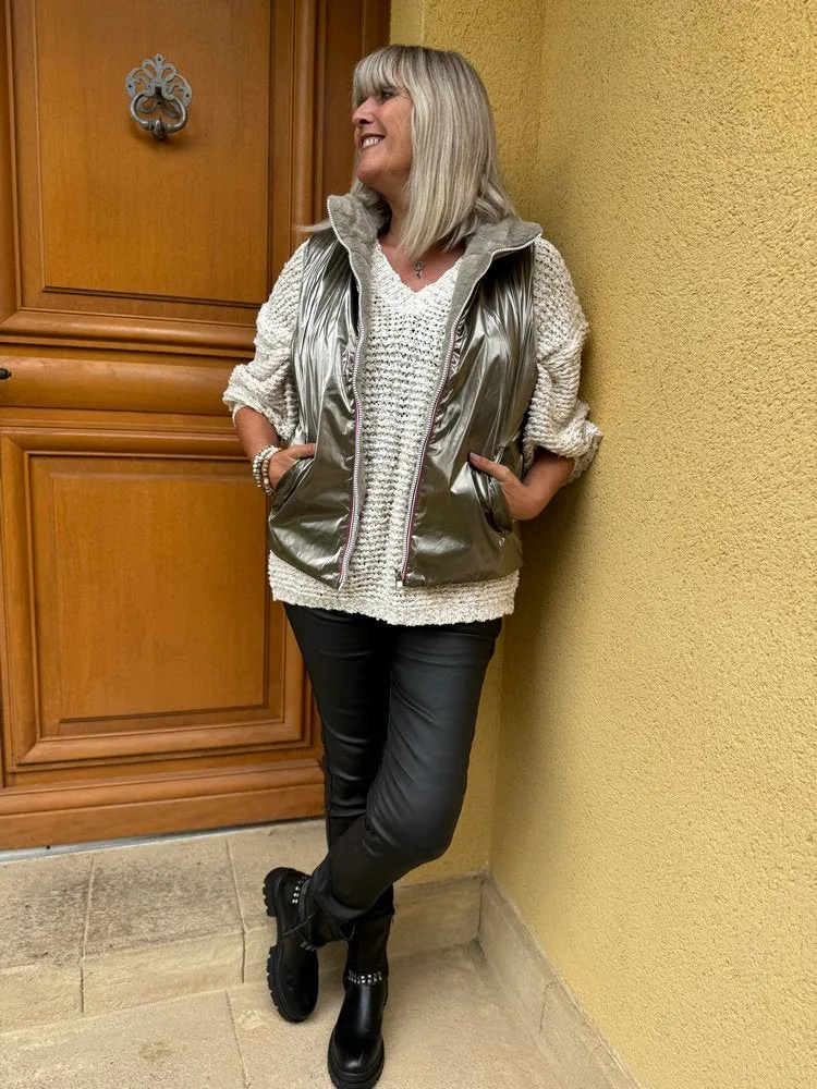 Veste fourrée Laura réversible sans manches bronze