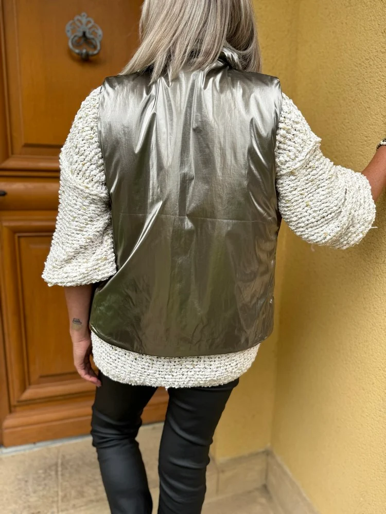 Veste fourrée Laura réversible sans manches bronze
