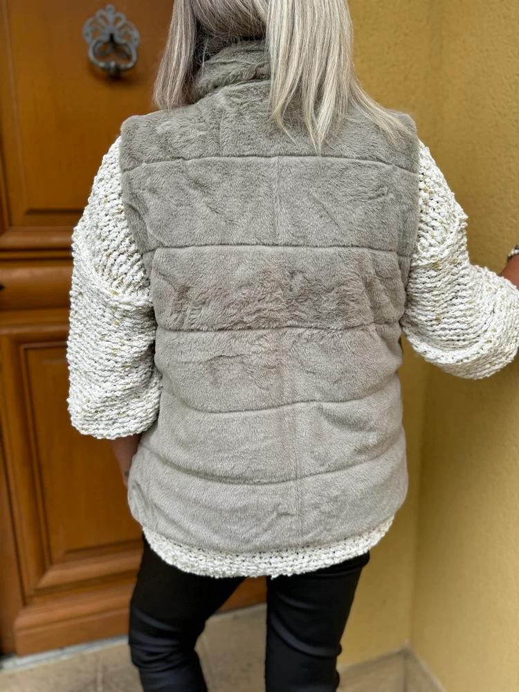 Veste fourrée Laura réversible sans manches bronze