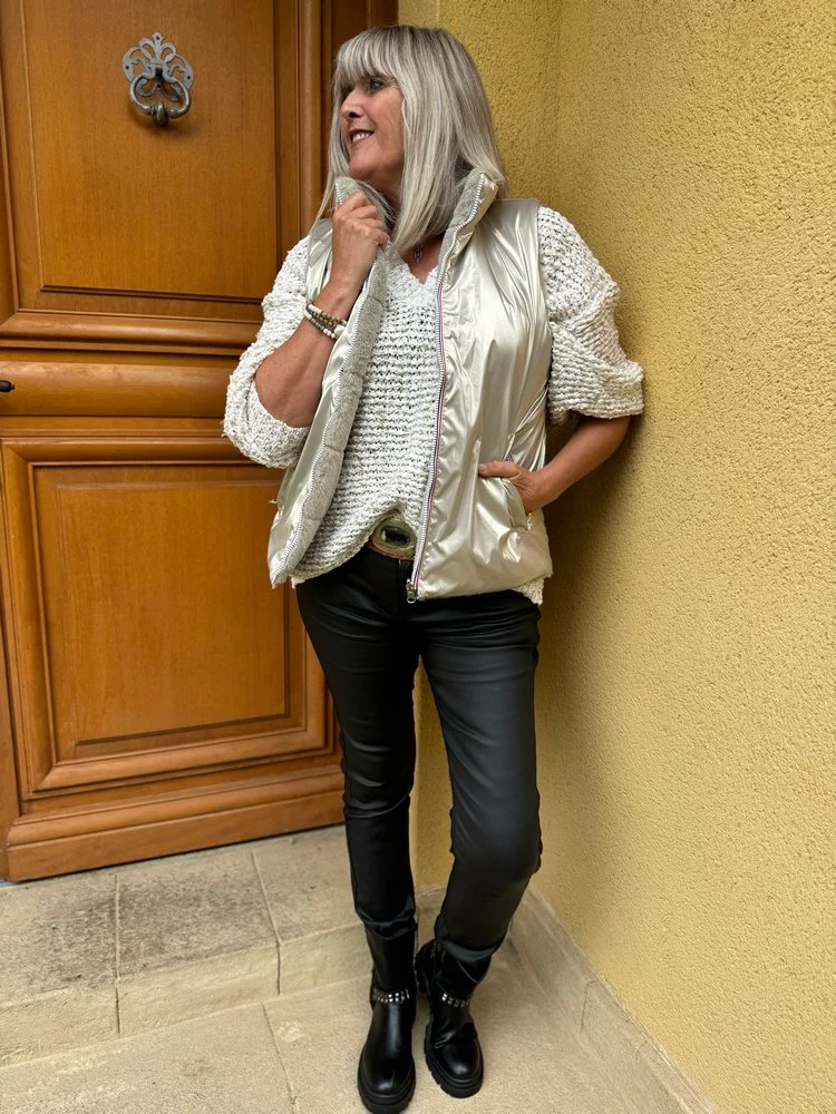 Veste fourrée Laura réversible sans manches doré