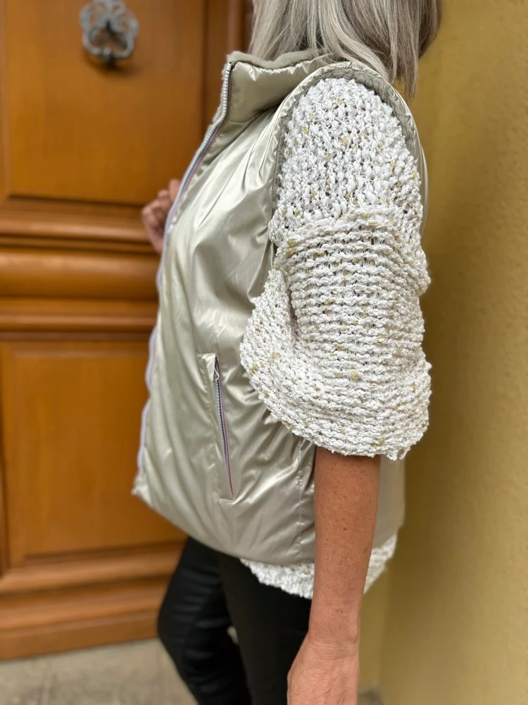 Veste fourrée Laura réversible sans manches doré