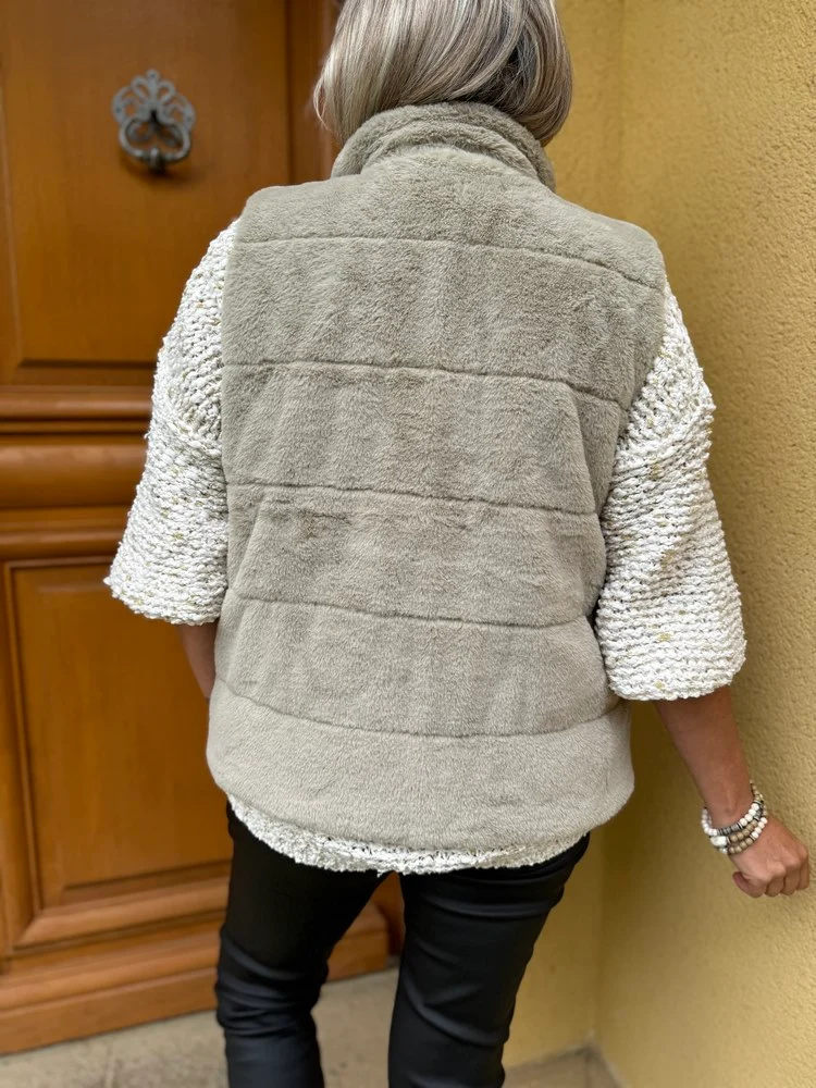Veste fourrée Laura réversible sans manches doré
