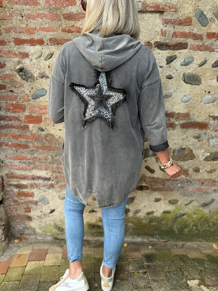 Veste Etoile à capuche gris délavé