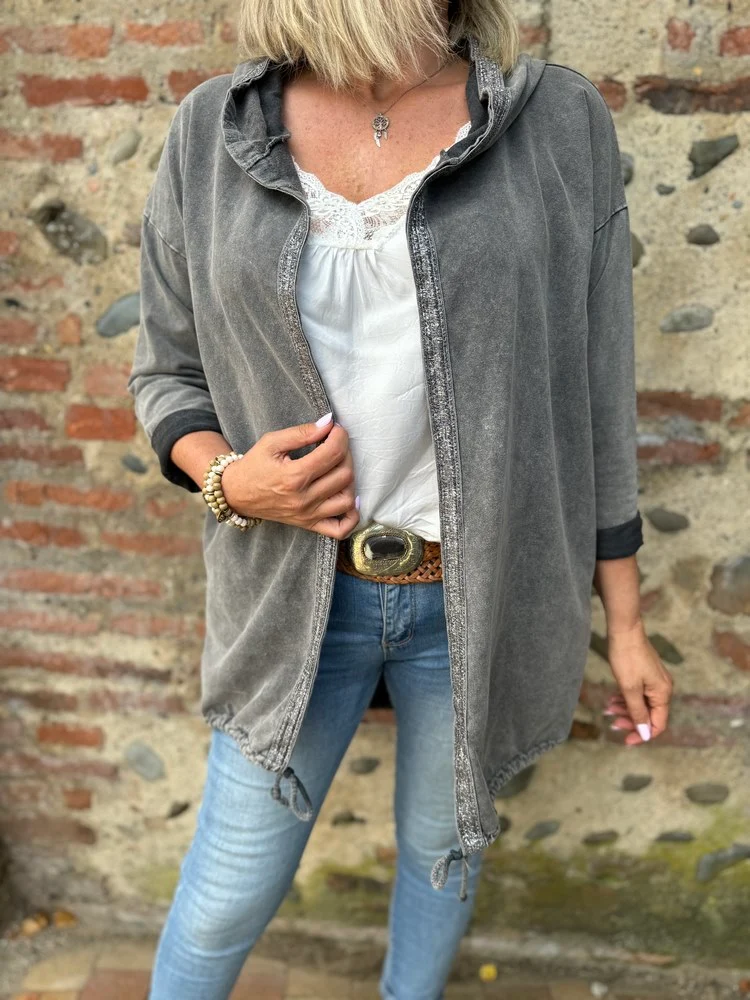 Veste Etoile à capuche gris délavé